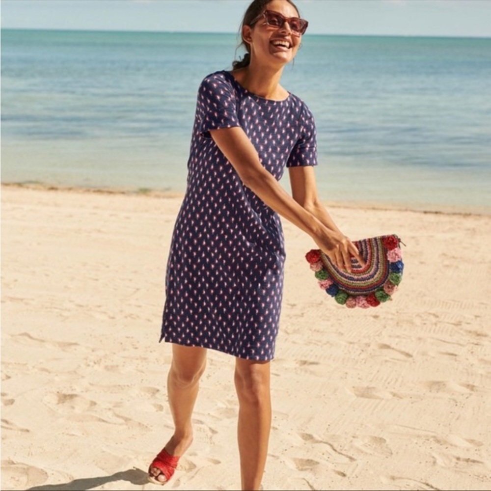 Boden Darcy Jersey cotton‎ T-shirt dress size 4 paint print navy